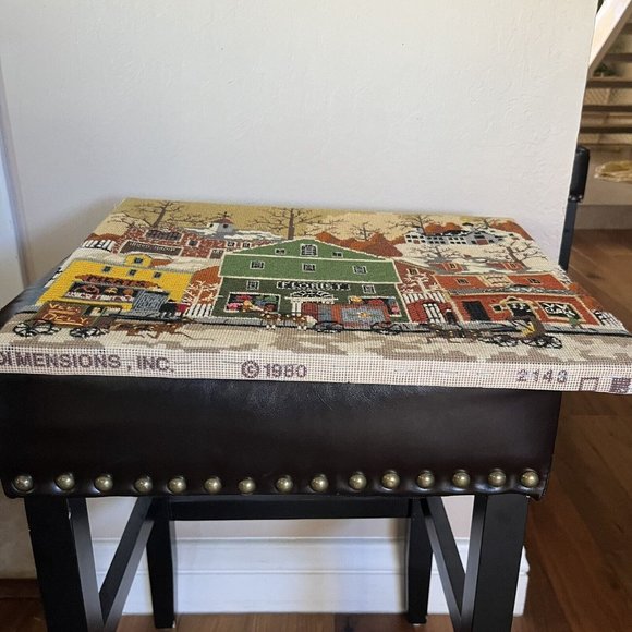 Vintage 1984 Main Street Store Front Needlepoint Handmade Cross Stitch Completed - Picture 14 of 16